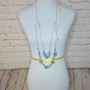 Premier Designs Silver Necklace with Turquoise Accents
